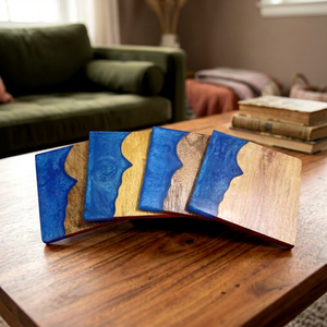 Handmade Wooden Resin Crafts <b>Art</b> Coasters Stylish Designer Drinkware Elegant Rustic Tabletop Decor Modern Wood Coasters Units - Product Image 1