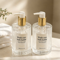 Ensemble de flacons de toilette en PET de 300 ml de qualité supérieure, flacon pompe de luxe avec logo personnalisé pour hôtel, shampoing, après-shampoing, gel douche, flacon en plastique