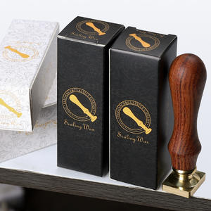 Ensemble de tampons à cire avec manche en bois et tête en cuivre pour invitations de mariage, boîte d'emballage décorative de style classique - Product Image 1