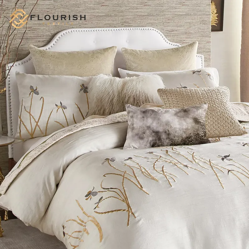 Flourish OEM ODM New Designs Luxury Printed Polyester bedding Winter High Quality Polyester Quilt Cover Bedding sets