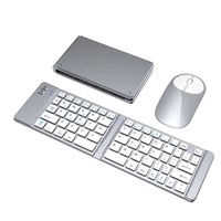 Clavier et souris sans fil USB ultra-minces, pliables et légers, combo à trois modes de charge, pour le bureau, les tablettes, les téléphones, les ordinateurs portables