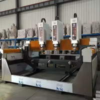 Fresadora CNC de Tres Cabezales JK-9010 para Grabado en Piedra/Granito/Mármol/Piedra Arenisca/Travertino/Pizarra/Cuarzo, Controlada por Motor PLC, Servo de 5.5kW
