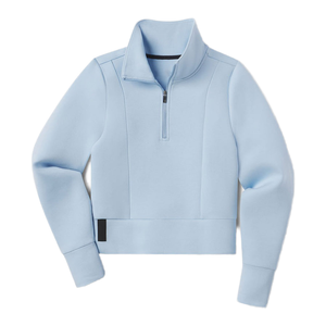 Women's Spring Autumn Casual Hoodie Half <b>Zipper</b> Pullover Long Sleeved Short Knitted Front Logo Sportswear Hoodies - Product Image 3