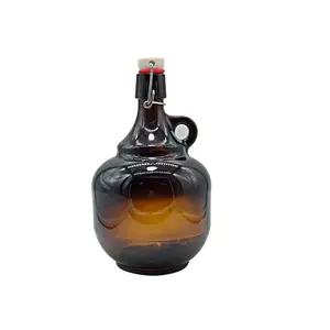 Vente en gros ambre californie 1L bouteille de vin en verre growler avec couvercle pivotant