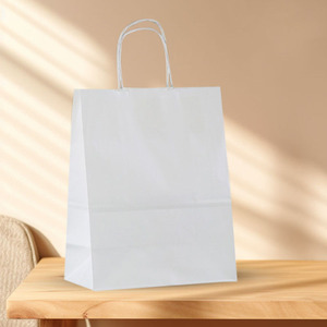 Bolsa de papel Kraft blanca y marrón negro barata de fábrica, impresión con asa, promoción de logotipo personalizado de China - Product Image 4