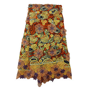 <span class=keywords><strong>Nigerian</strong></span> isch bestickter Guipure Voile Stoff 5 Yards Baumwoll wachs Spitzens toffe - Product Image 2