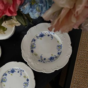 Plato de Cerámica con Flores de Encaje Retro Francés, Taza de Café Medieval para Té de la Tarde, Platillo, Accesorio para Comida Occidental - Product Image 4