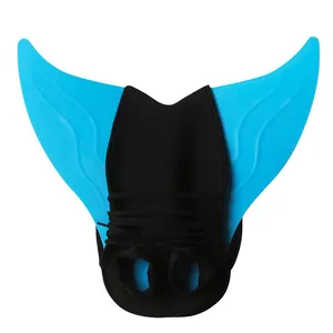 Mavi pembe plastik bıçak siyah dalış bez mermaid yüzgeçleri dayanıklı dalış yüzgeçleri çocuk kullanımı su sporları ekipmanları mono yüzgeçleri
