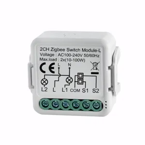 Tuya WiFi Zigbee Smart Light Switch Module,No Neutral Wire 2 Ways Control Mini DIY Breaker Work for Alexa, google home