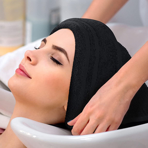 Bán Buôn 100% Bông Khăn Tay Tùy Chỉnh In Logo Màu Đen Rắn Màu Cho Nhà Sử Dụng Thấp Moq Cho Thợ Cắt Tóc Tóc Salon Spa - Product Image 2
