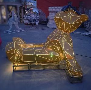 Escultura Grande <span class=keywords><strong>de</strong></span> Acero Inoxidable para Exteriores, Oso Iluminado <span class=keywords><strong>de</strong></span> Pie, para Jardín, Punto Turístico, Decoración Metálica para Paisajes - Product Image 3