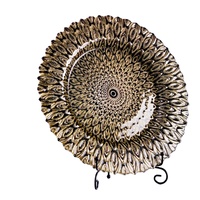 Assiettes de présentation en verre motif paon, or et noir, pour mariage, décoration de table de luxe pour la maison