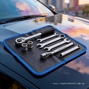 Magnetic <b>Tool</b> Mat Foldable <b>Leather</b> Storage Blue 694g For Small Hardware <b>Tools</b> - Product Image 1