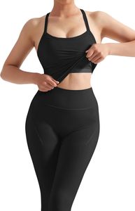 SUUKSESS Ensemble de sport 2 pièces pour femme, uni, respirant, infroissable, en Spandex/Nylon, avec leggings de <span class=keywords><strong>compression</strong></span> effet ventre plat et poches - Product Image 4