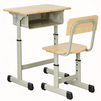 Table d'étude moderne en métal à hauteur réglable pour étudiants, avec compartiment à livres, crochet pour bouteille d'eau, bords arrondis anti-pincement, pour l'école