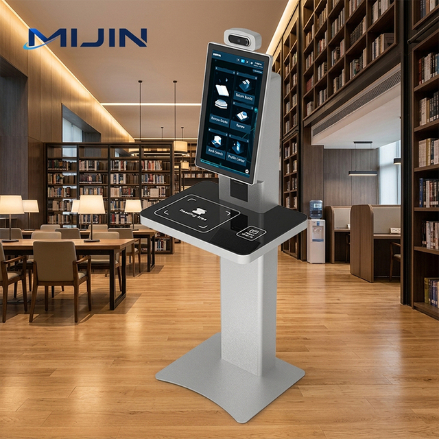 Library Self-service Book Check-in/Out Kiosk RFID Technology IC RFID Card Support Windows 10 Multi-language Interface Readers