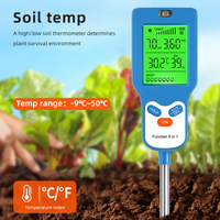 Testeur de sol 6in1 pour la fertilité/acidité/alcalinité/humidité du sol/température/lumière du soleil/humidité de l'air agriculteur de jardin agricole compteur de sol