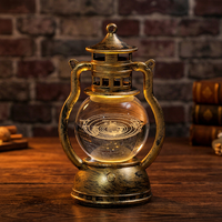 Lanterne en verre vintage avec prise LED, veilleuse pour la décoration du salon, lumière d'ambiance créative, souvenir de vacances, utilisation sur le bureau