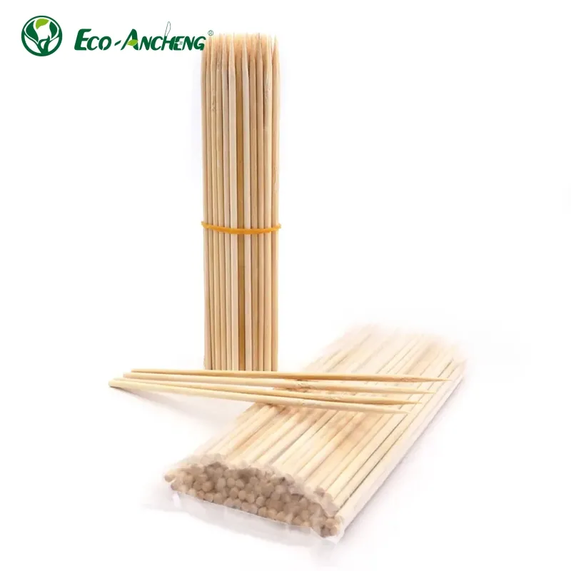 Venta caliente Biodegradable Desechable Soporte Diseño Bambú BBQ Kabob Pincho Asador Palo