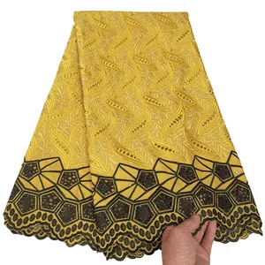Z001 Vải Ren Trắng Vải Châu Phi Để Thêu Vải Cotton Và Polyester