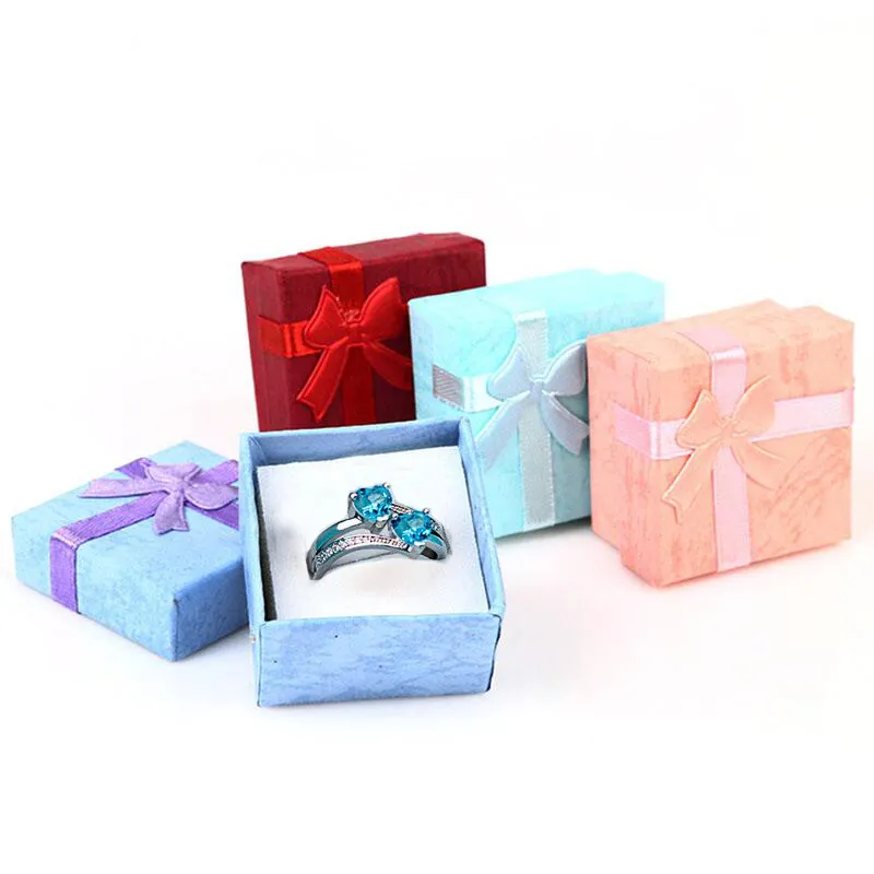 CAOSHI กล่องใส่แหวน6สี,กล่องใส่แหวนกระดาษน่ารักละเอียดอ่อนดีไซน์ผูกโบว์กล่องเครื่องประดับของขวัญกล่องใส่แหวน