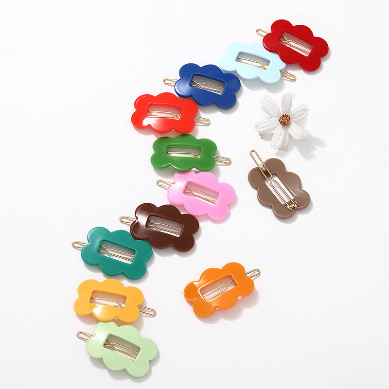 Оптовая продажа, милые заколки для волос Yucat на заказ, 4 см, женские аксессуары для волос с цветами, простые акриловые заколки для волос карамельных цветов для девочек