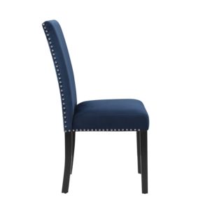 DB Cobre Contemporary <b>Velvet</b> <b>Dining</b> <b>Chair</b> with Nailhead Trim, Set of 2, Blue - Product Image 4