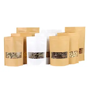 Sac en papier Kraft alimentaire de stockage en Mylar, pochette à fermeture éclair pour sac d'emballage de café
