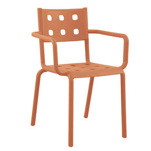 Chaise de salle à manger en plastique avec accoudoirs, style moderne minimaliste jaune, chaise d'intérieur pour hôtel - Product Image 5