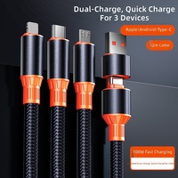 Cable de Carga Rápida 5 en 1, Cable de Datos de Aleación de Aluminio USB-A de Carga Rápida de 100 W, Trenzado y Reforzado, Dos en Uno, para Teléfonos USB Tipo C