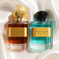 Flacon de parfum en verre 100 ml, modèle 2026, le plus vendu, avec plaque métallique, bouchon couronne et boîte design
