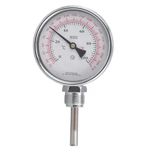 WSS-60 Stainless Steel Radial Bimetal Temperature Sensor Pipeline Industrial Oil Pot Water Steam High Temperature Thermometer