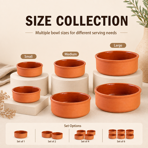 Tazón de Terracota para <span class=keywords><strong>Tapas</strong></span>, Hecho a Mano, Resistente al Calor, Apto para Horno y Microondas, Estilo Rústico para el Hogar - Product Image 3
