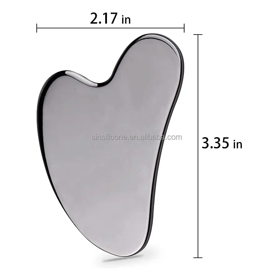 304 Stainless Steel Gua Sha Heart Shaped Stainless Steel Guasha Metal Scraping Massage Tool Metal Gua Sha for Face Lifting