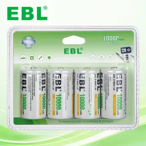Profissional OEM Fornecedor LR20 Baterias Recarregáveis 1.2v D Tamanho 10000mAh nimh Bateria Para Lanternas Brinquedos Elétricos