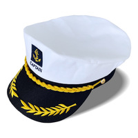 Venta caliente Blanco Europeo Americano clásico azul marino sombrero yate capitán sombrero Cosplay fiesta sombrero para adultos precio al por mayor de fábrica