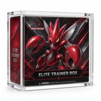 Boîte de rangement transparente en acrylique anti-poussière pour cartes ETB et boosters, avec couvercle magnétique robuste, pour jeux de cartes à collectionner