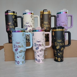 Bottiglia Termica in Acciaio Inox con Incisione Laser, Manico e Cannuccia, Tazza Termica Personalizzata con Animale Cartoon Topo 40oz - Product Image 2