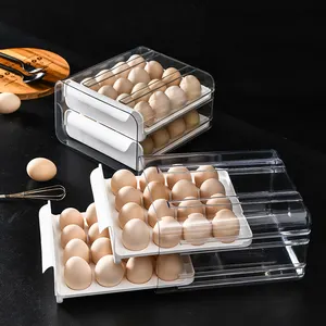 Hot sale in 2023 plastic double layer 32 drawer type egg storage box refrigerator