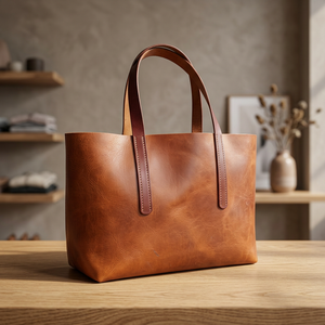Bolso de Mano Elegante para Mujer, de Cuero Genuino, Ligero, Plegable, con Cierre de Cremallera, Gran Capacidad, Impermeable, Extraíble - Product Image 2
