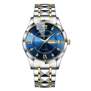 Reloj de Pulsera de Cuarzo para Hombre DFS15, de Alta Gama, con Luz Nocturna, Resistente al Agua, con Doble Calendario y Correa de Acero con Remaches - Product Image 1