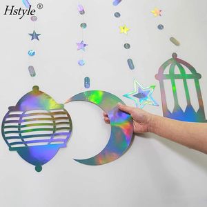 Hstyle 6 pezzi iridescente stella luna lanterna Ramadan ghirlanda olografica EID decorazione <span class=keywords><strong>casa</strong></span> felice Ramadan decoro - Product Image 5