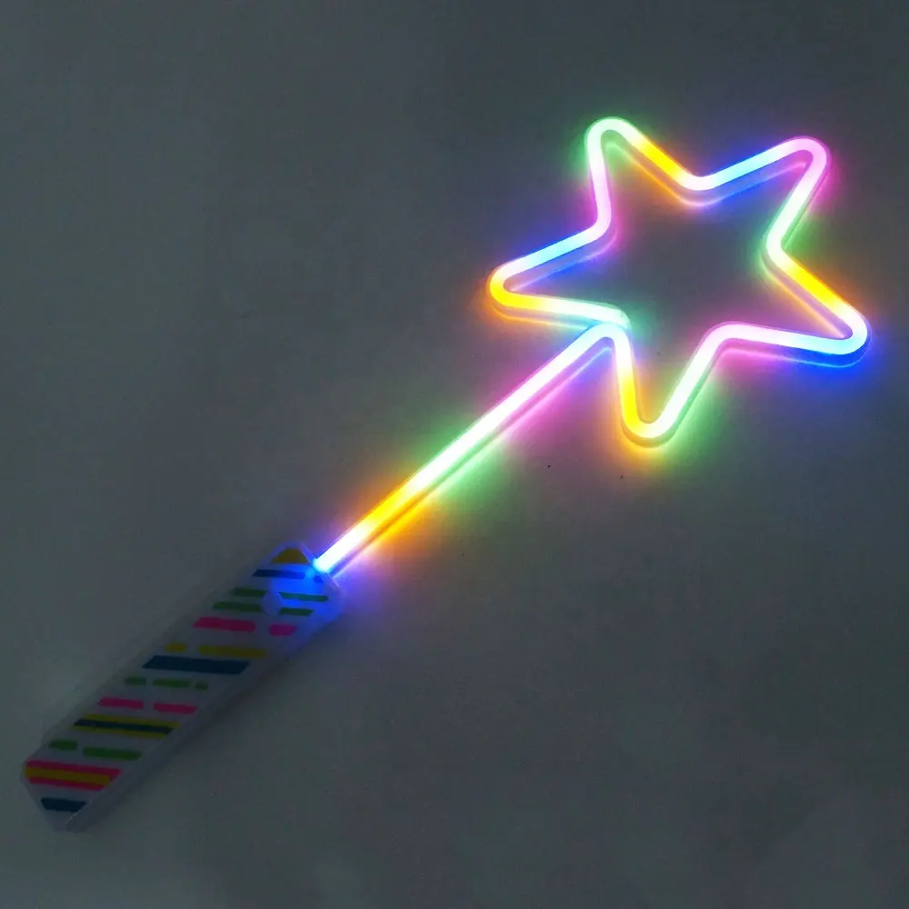 Pesta konser menyalakan mainan lampu Neon bintang tongkat bercahaya Led tongkat berkedip