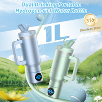 Bouteille d'eau hydrogénée Terahertz 1000 ml, technologie SPE PEM, 2000 PPB, en acier inoxydable 316, isolée, générateur H2, vente en gros, directement de l'usine