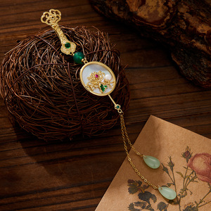 Plum Blossom Orchid Bamboo Chrysanthemum Tassel Brooch With Shell Pearl Jade Women's Fashion Pendant Gift Zinc Alloy Bezel - Product Image 1