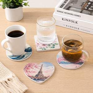 Custom Sublimation <b>Ceramic</b> <b>Coaster</b> Round Cork Back Heat Transfer Drink <b>Coaster</b> for Coffee Mug Bar Home Promotion Gift - Product Image 2