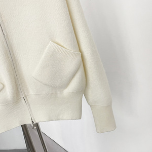 Autunno inverno donna con cerniera a maniche lunghe in maglia <span class=keywords><strong>Cardigan</strong></span> top con cappuccio staccabile grande collo di pelliccia di volpe maglione di lusso femminile - Product Image 6