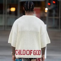 Pull à manches courtes en maille jacquard avec logo personnalisé OEM ODM, tricot de football, jersey en maille crochetée pour hommes