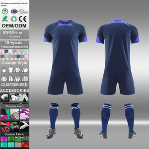 Wholesale Custom Logo Men's <b>Soccer</b> Jersey Training Kit Sets with Short Sleeves Breathable Quick Dry 100% Polyester Fabric - Product Image 1