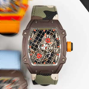 Luxury Tennis Style Carbon Fiber Case Floating Tourbillon <b>Automatic</b> Mechanical Watch Sapphire Crystal Rubber Analog Alarm - Product Image 5